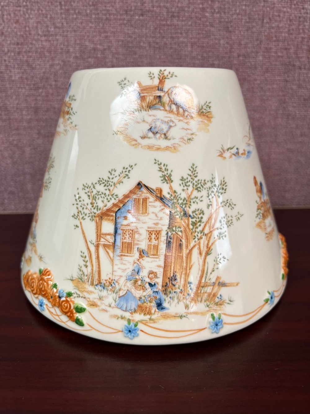 Vintage Yankee Candle shade “Country Farmhouse" artwork by artist Ellen McLeod